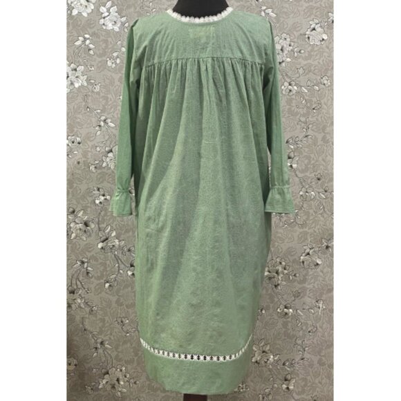 SoieRose SR-1201 Victorian Cotton Nightgown – Sage Green with Lace Accents - Picture 9 of 11